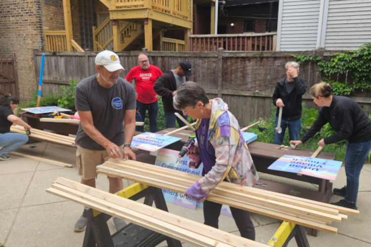 Building new church signs for the 2025 Pride Parade